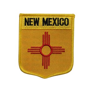 State Of New Mexico Flag Shield Embroidered Iron On Patch - Travel US Souvenir 118-B
