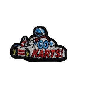 Go Kart Embroidered Iron On Patch - Boys Girls Kids 44-B