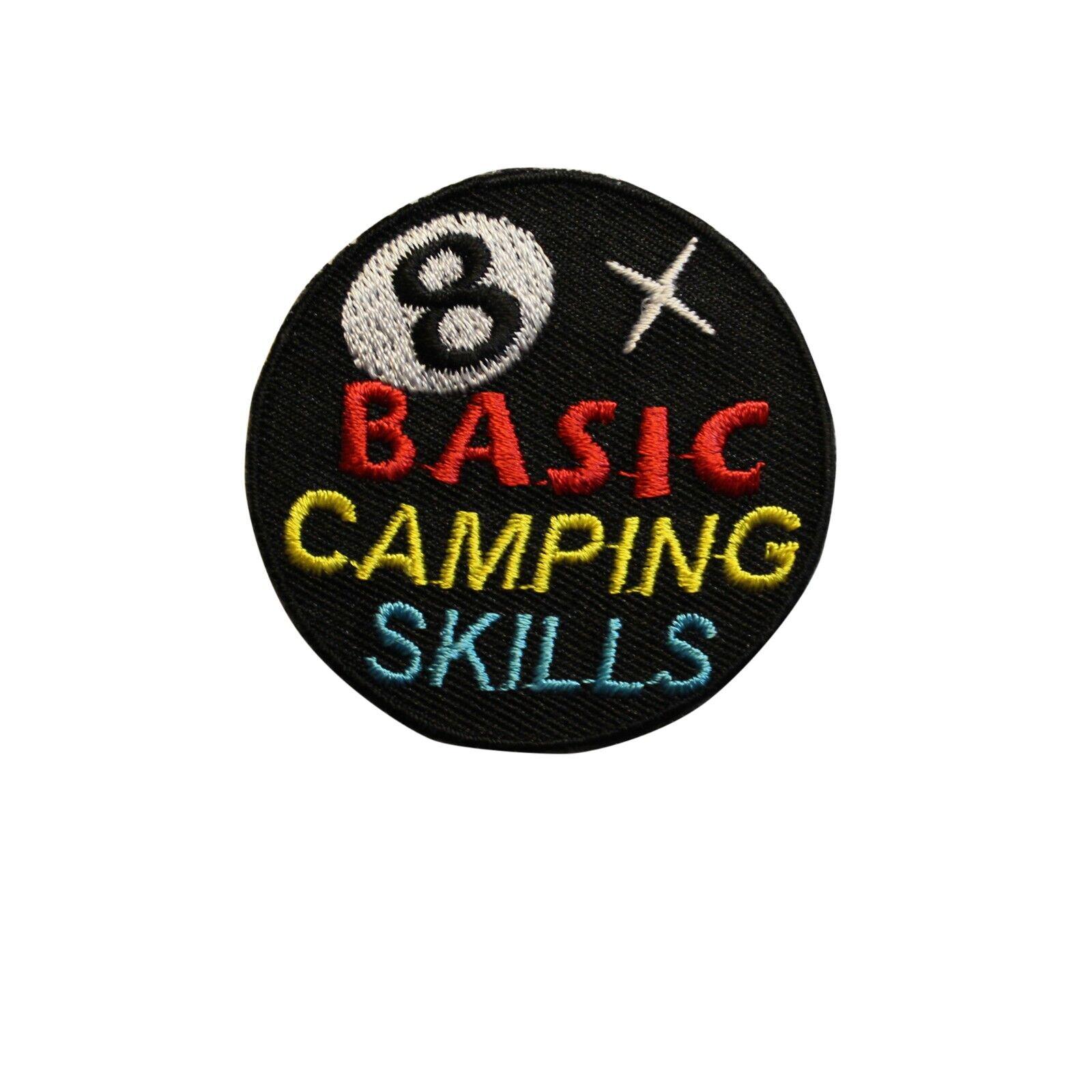 8 Basic Camping Skills Embroidered Iron On Patch - Camp Safety 54-L