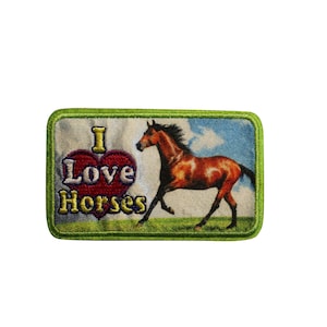 I Love Horses Printed Iron On Patch 52-A