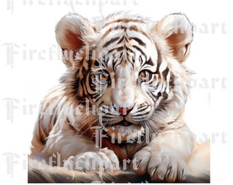 White Tiger digital images. 16 transparent cliparts