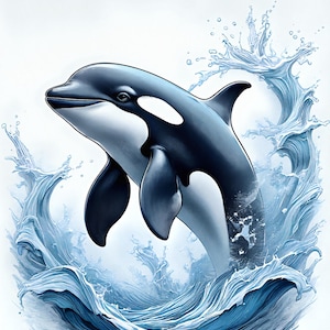 Dive into the beauty of the ocean. Digital images of Orca, Sailfish and Dolphin. 16 images.