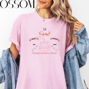 Mis Quince Squad Shirt Comfort Colors Custom Quinceanera Shirt Matching Quinceanera Gift 15th Birthday Party Tshirt Bow Mis Quince Anos gift