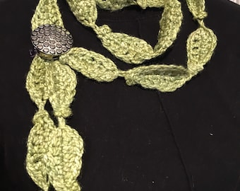A Chain of Leaves with a Vintage Scarf Holder...Gorgeous Green