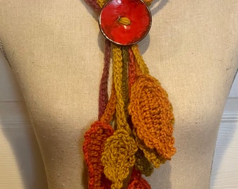 Multi Strand Whimsical Design Large Button Clasp...Autumnal Tones