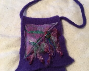 Purple Felted Purse with A Modern Design