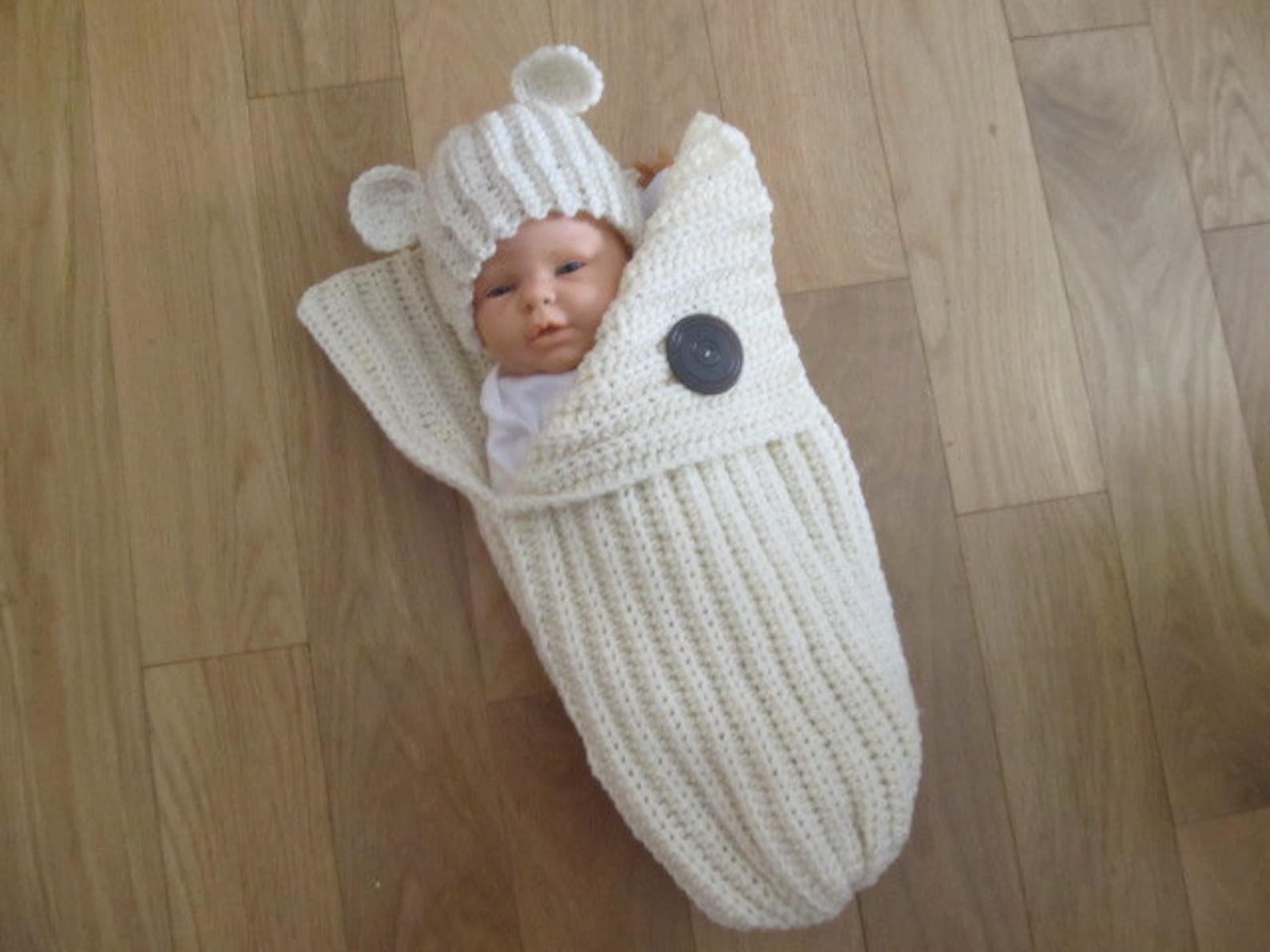 Baby Bunting and Hat Set...cocoon and Hat With Ears...boy Oh Etsy