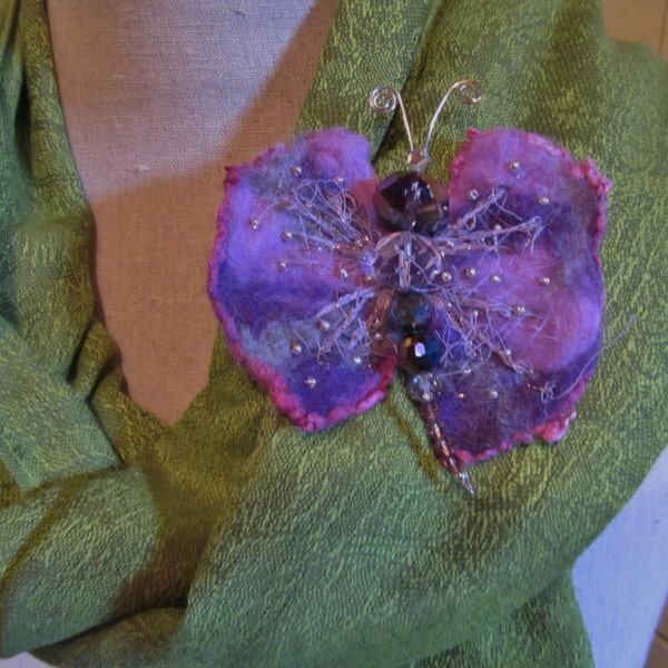 Nuno Felted Brooch...Whimsical Butterfly