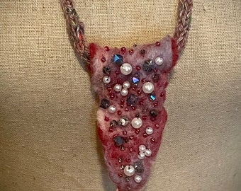 Nuno Felted Necklace.....Beaded Beauty