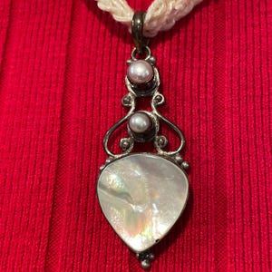 Mother of Pearl Pendant with a White Fiber Chain
