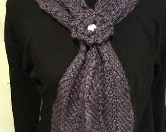 Purple Scarf with A Flower Scarf Holder or Pin