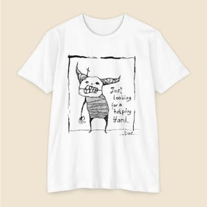 Camiseta de monstruo de dibujos animados, linda camiseta con arte de garabatos esbozados para uso casual peculiar, regalo perfecto para amantes del arte, arte gótico y tatuajes.