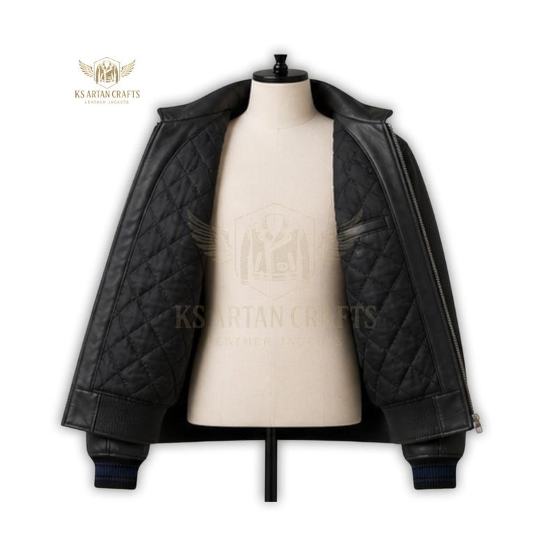 Avirex x Kith New York läderbomberjacka | Streetwear Varsity-stil | Handgjord läderjacka bild 4