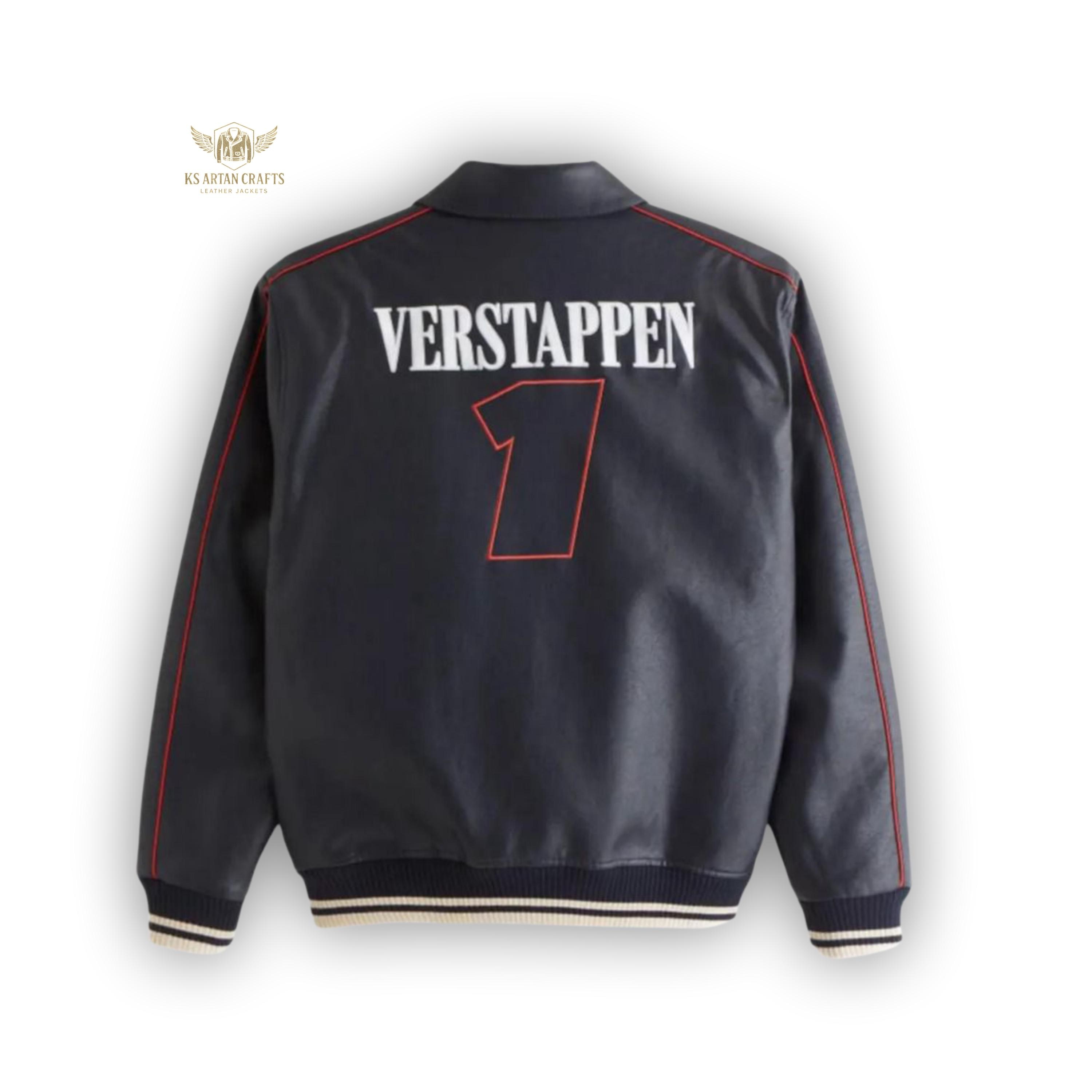 Oracle Red Bull Racing Leather Varsity Jacket | Verstappen #1 F1