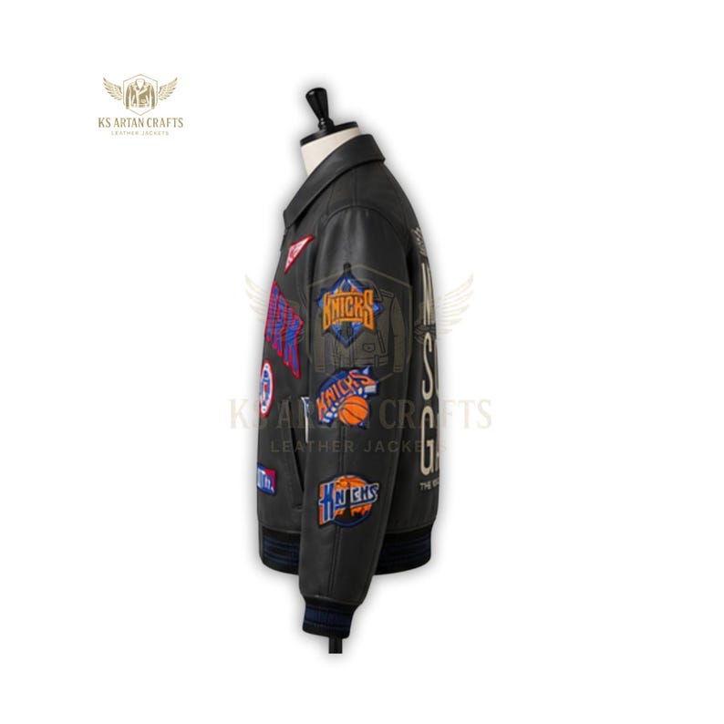 Avirex x Kith New York läderbomberjacka | Streetwear Varsity-stil | Handgjord läderjacka bild 5