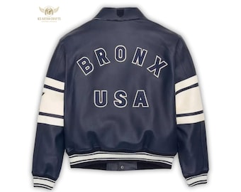 Vintage Avirex Leather Varsity Jacket: Bronx USA Bomber Coat