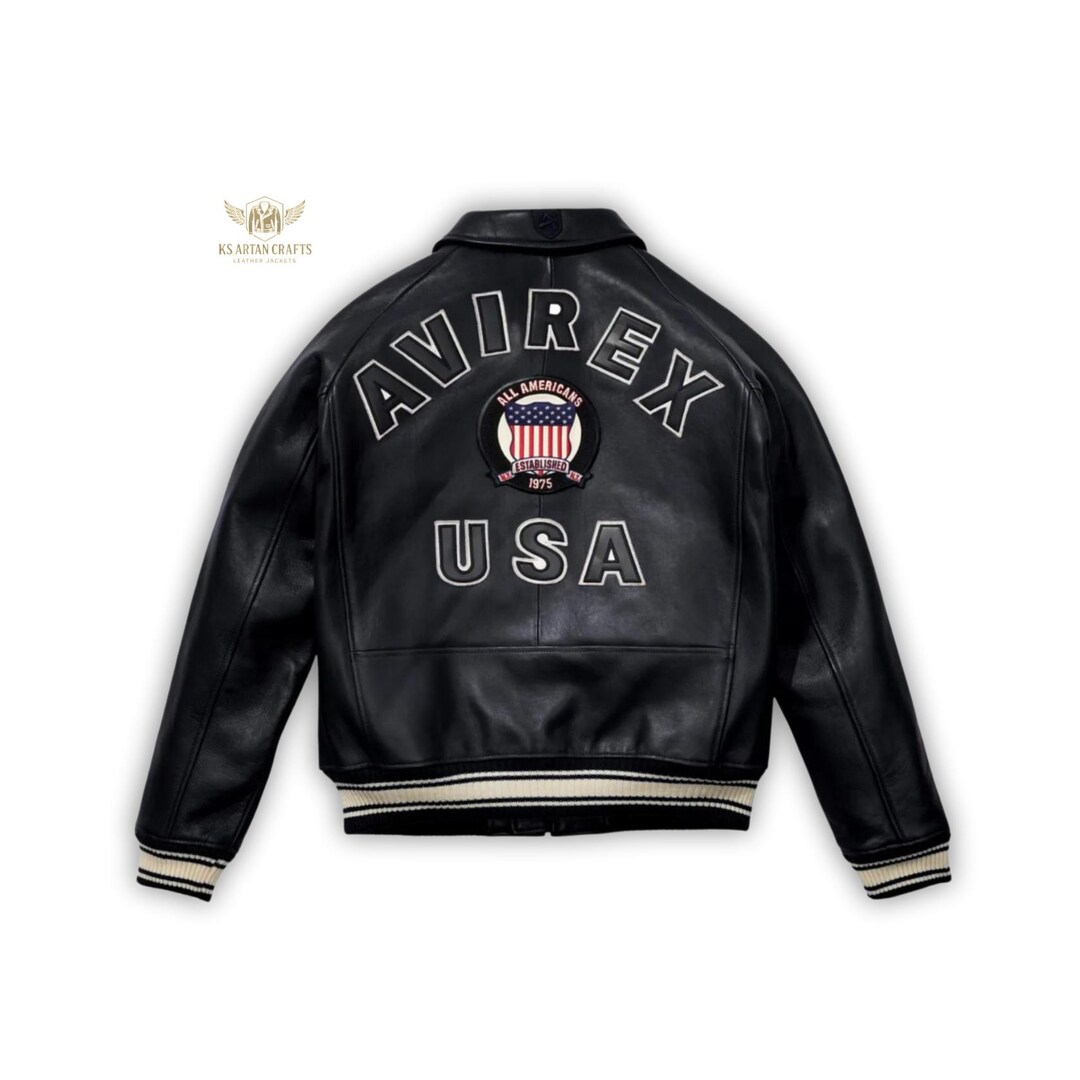 Vintage Avirex Leather Varsity Jacket: 1975 NY Shield Patch, Hip