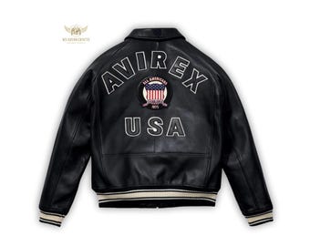 Vintage Avirex Leather Varsity Jacket: 1975 NY Shield Patch, Hip Hop Bomber