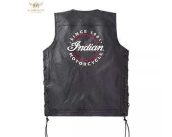 Indische Motorradleder Bikerweste für Herren - Rindsleder im Western Style