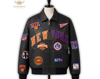 Avirex x Kith New York Leather Bomber Jacket | Streetwear Varsity Style | Handmade Leather jacket