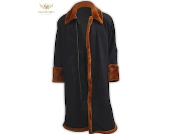 Abrigo de invierno para hombre, de piel de ante y borrego, hecho a mano