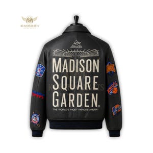 Avirex x Kith New York läderbomberjacka | Streetwear Varsity-stil | Handgjord läderjacka bild 2