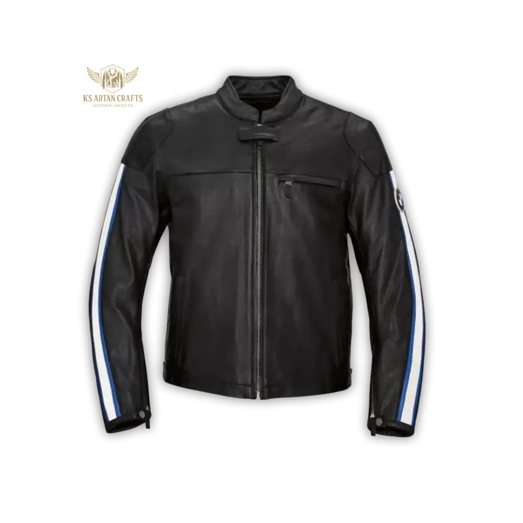 Bmw-inspired Black Leather Motorcycle Jacket | Men’s Cafe Racer Biker ...