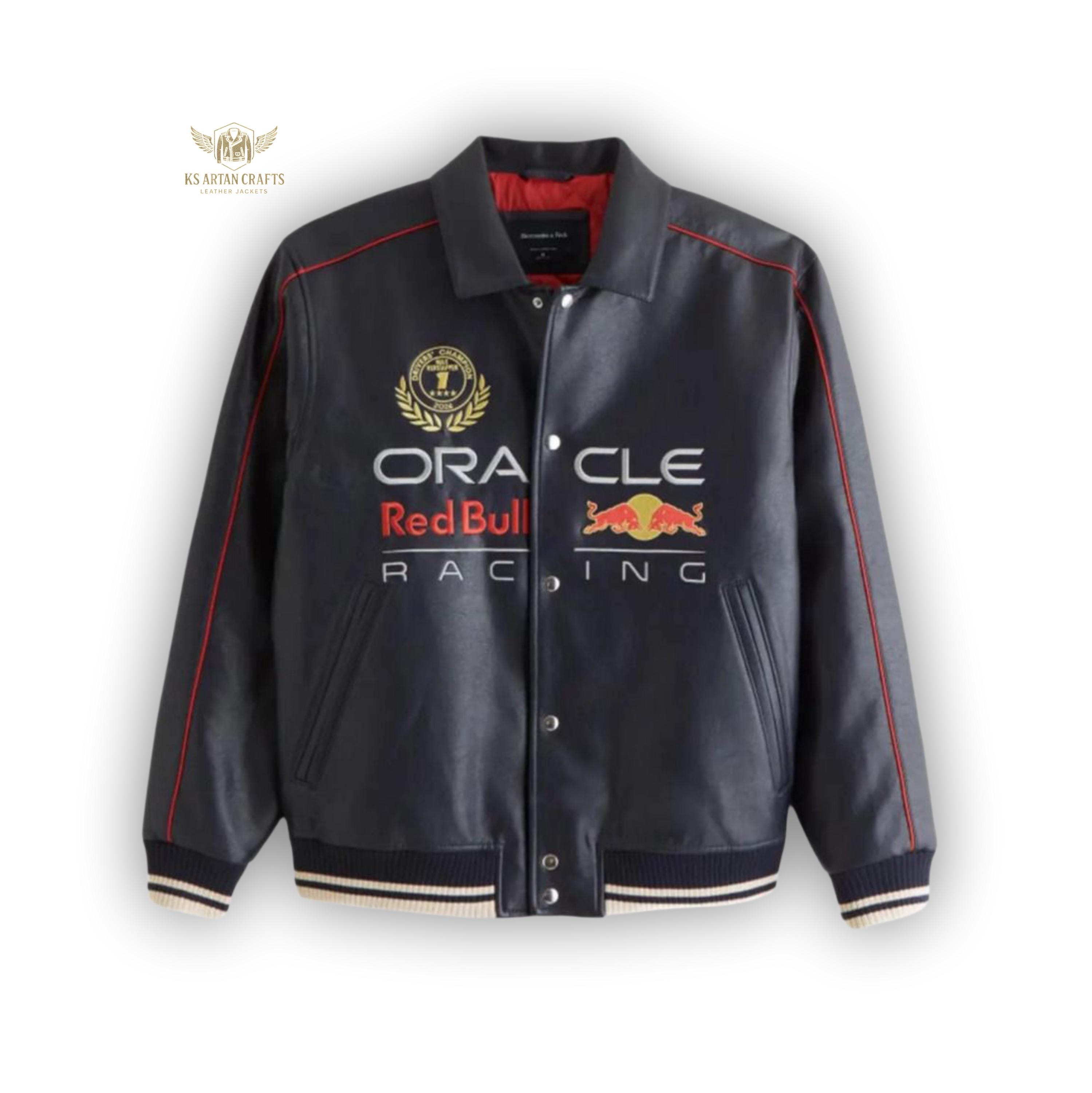 Oracle Red Bull Racing Leather Varsity Jacket | Verstappen #1 F1