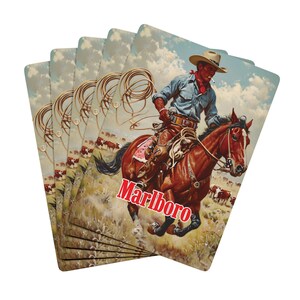 Naipes, Baraja inspirada en Marlboro, Accesorios para salas de juegos, Regalos para él, Estética vaquera, Baraja de póquer, Imprescindibles