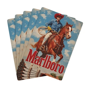 Naipes de póquer de vaqueros, baraja inspirada en Marlboro para noches de juegos, regalos para él, juego de cartas del Oeste, cartas de póquer únicas