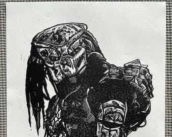 Impresión artística en linóleo de Depredador 1987 "Cazador de la jungla" Edición limitada