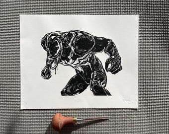 Impresión artística en linóleo de Venom Spider-Man 2 para PlayStation 5, edición limitada