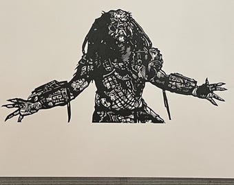 Depredador 1987 "Una madre fea" Grabado en linóleo Edición limitada