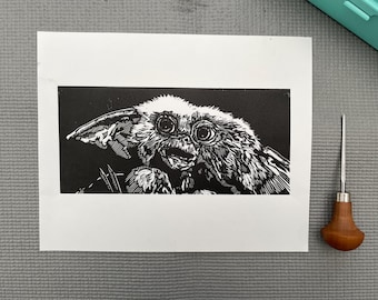 Impresión artística en linóleo de Gremlins 1984 'Gizmo', edición limitada