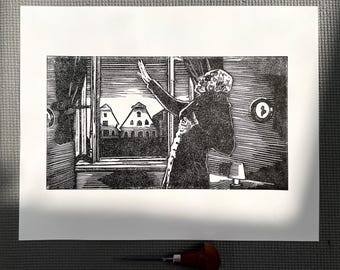 Nosferatu 1922 Sunrise Linograbado: Película de terror, 1922