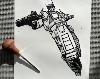 Impresión linográfica de Optimus Prime "el toque": Transformers '86, edición limitada
