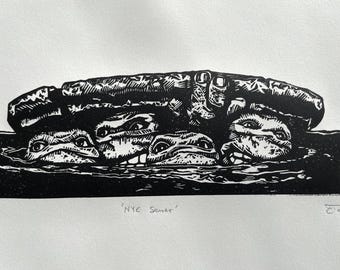 TMNT Art Print: Limited Edition Linocut, 'NYC Sewer' - 1990 Film