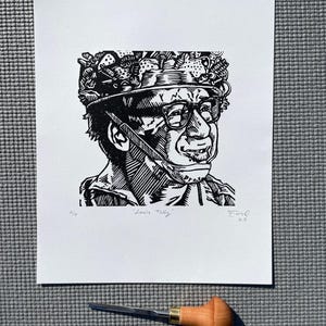 ゴーストバスターズ ルイス・タリー ハンドメイド リノカット レリーフ プリント 限定版