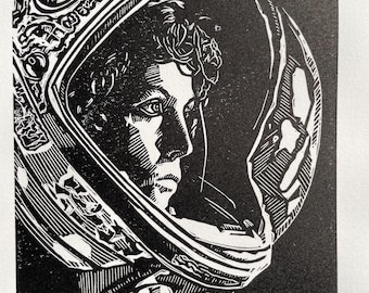 ALIEN 1979 Impresión artística en linóleo de Ripley: "Nostromo Survivor" Edición limitada