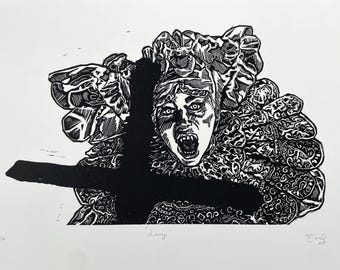 Drácula Drácula de Bram Stoker, 1992 "Lucy" vampiro Relieve linograbado Impresión artística Edición limitada