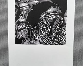 Impresión en linóleo de perro xenomorfo de Alien 3, edición limitada