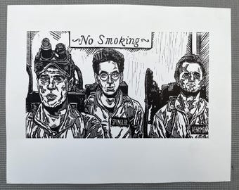 Cazafantasmas 1984 "Ascensor Sedgewick" Grabado en linóleo Edición limitada