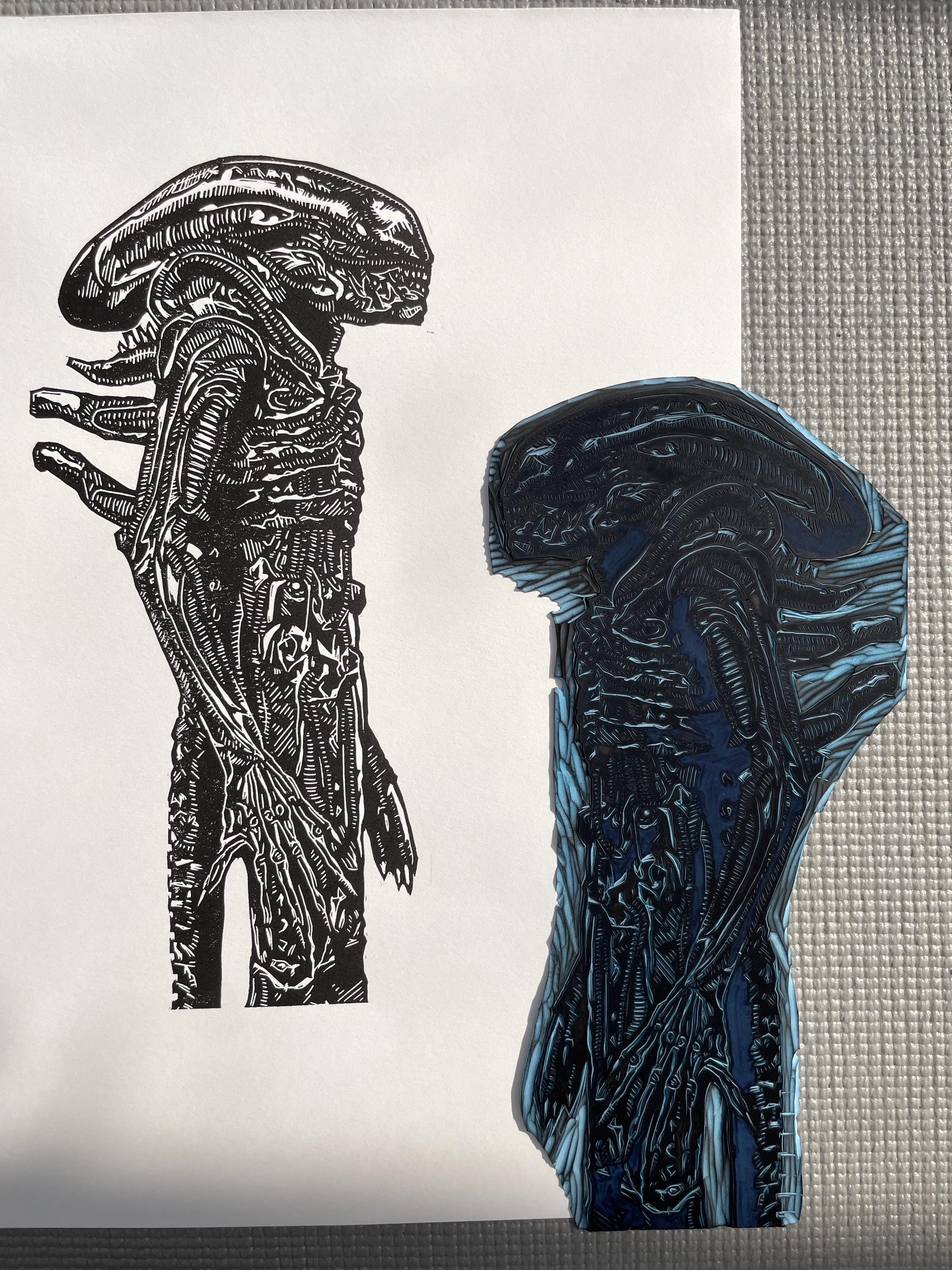 ALIEN 1979 Linocut Art Print: 