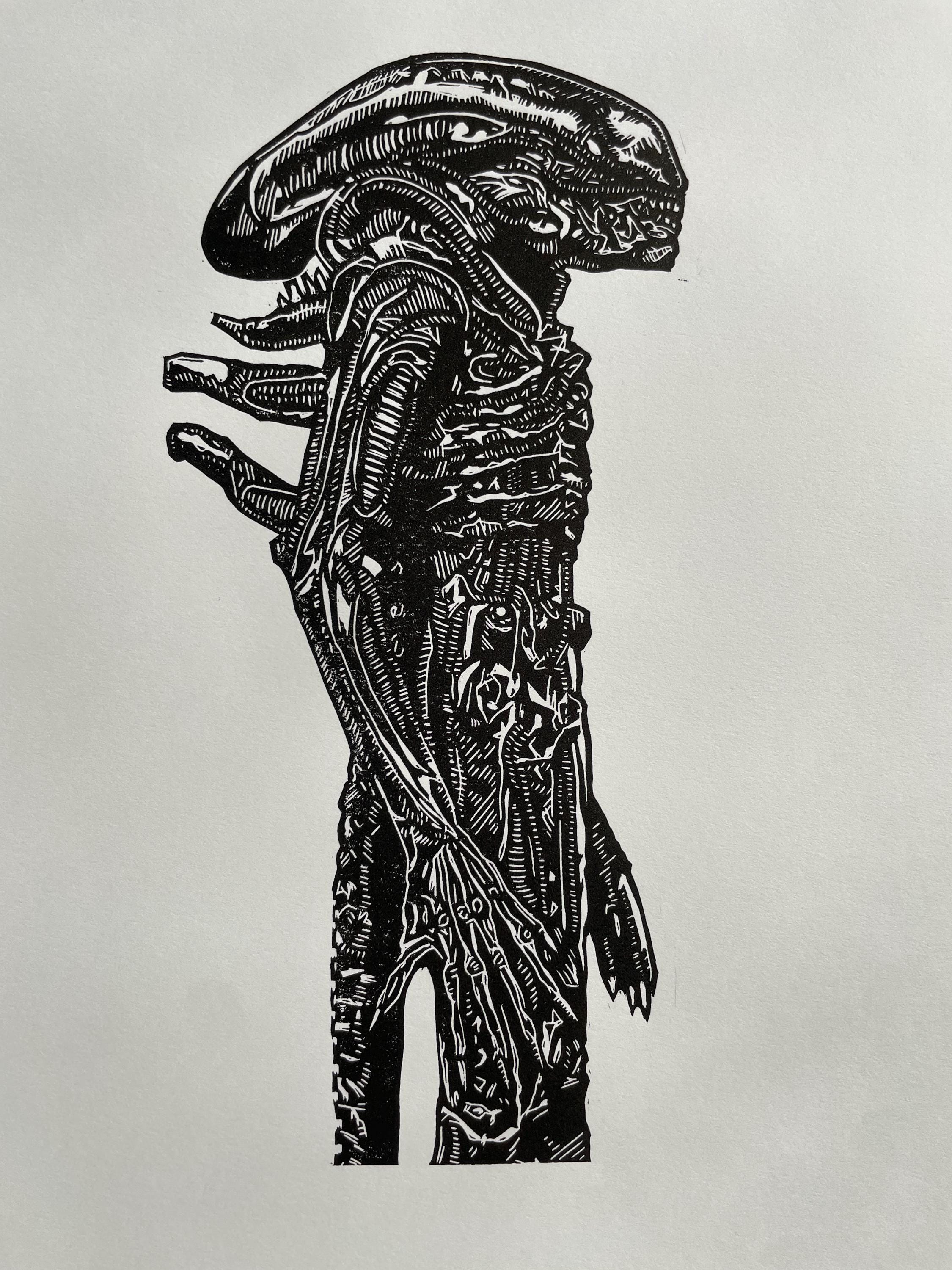 ALIEN 1979 Linocut Art Print: 