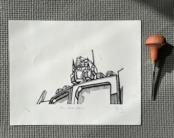 Impresión en linóleo de Optimus Prime: Transformers: La película '86, edición firmada