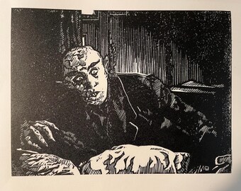 Nosferatu 1922 “Mesa de noche” Grabado en linóleo: Película de terror, 1922