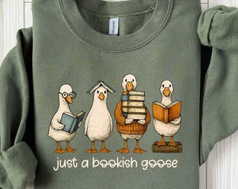 Bookish Goose Sweatshirt, Funny Librarian Reader Crewneck