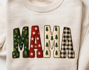 Custom Christmas Mama Sweatshirt, Holiday Family Crewneck