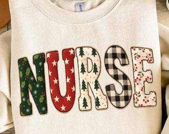 Comfort Colors® Christmas Nurse Shirt, Nurse Sweatshirt, Holiday RN Tee, Cute Medical Staff Xmas Top, Nursing Student Gift, Festive Nurse