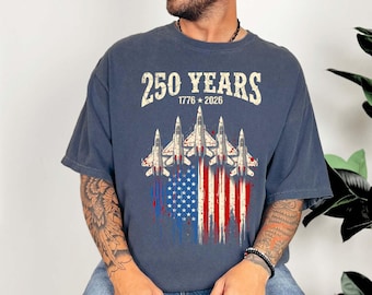 USA 250 Years Shirt, Retro Jet Fighter Patriotic Shirt, America 250th Anniversary Tee, Comfort Colors® 1776-2026 Independence Day Shirt